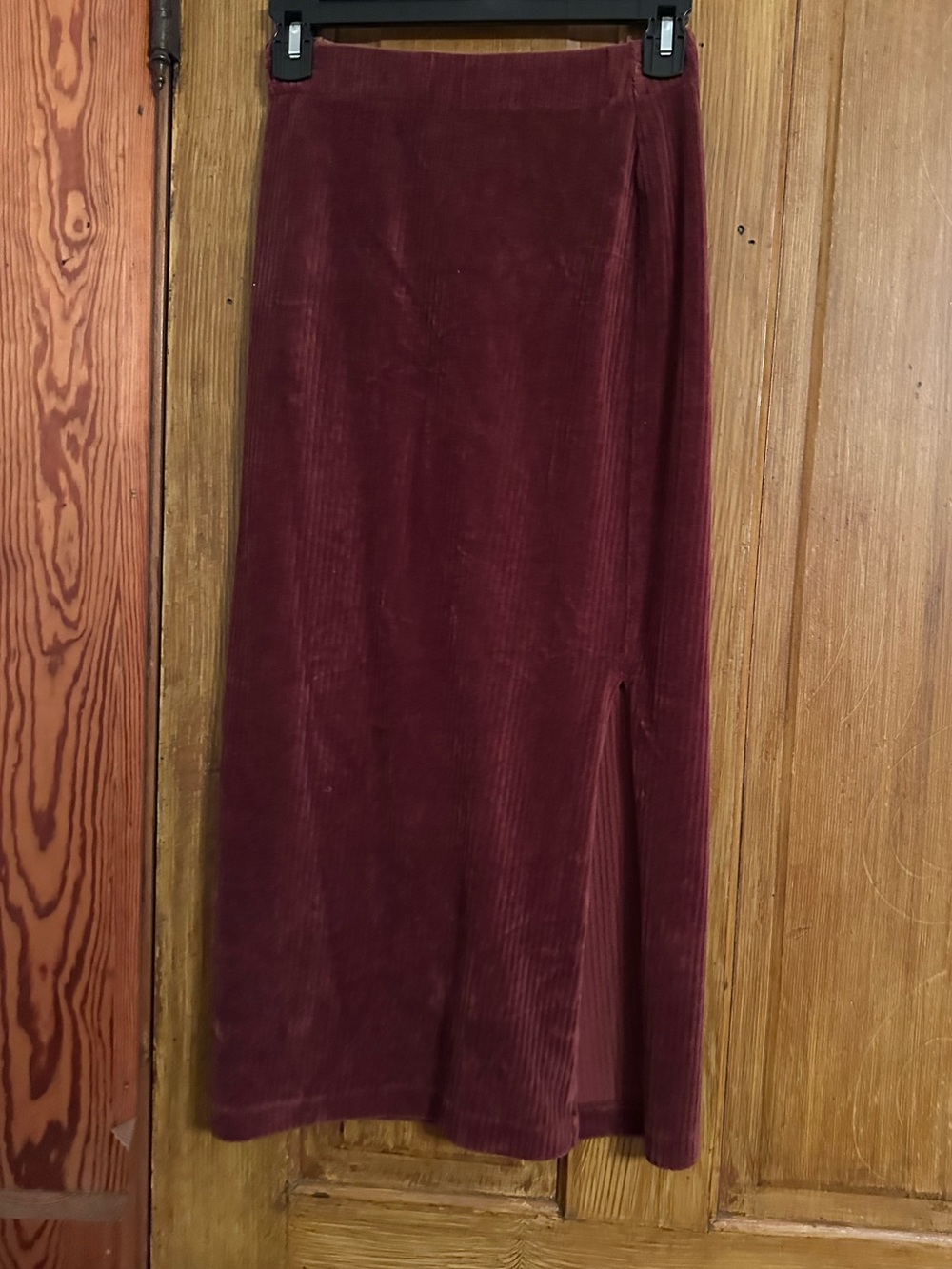 Free People Brown Burgundy Corduroy Midi Skirt XS Side Slit
